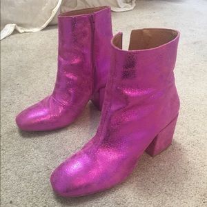 Free people metallic pink leather boots 39